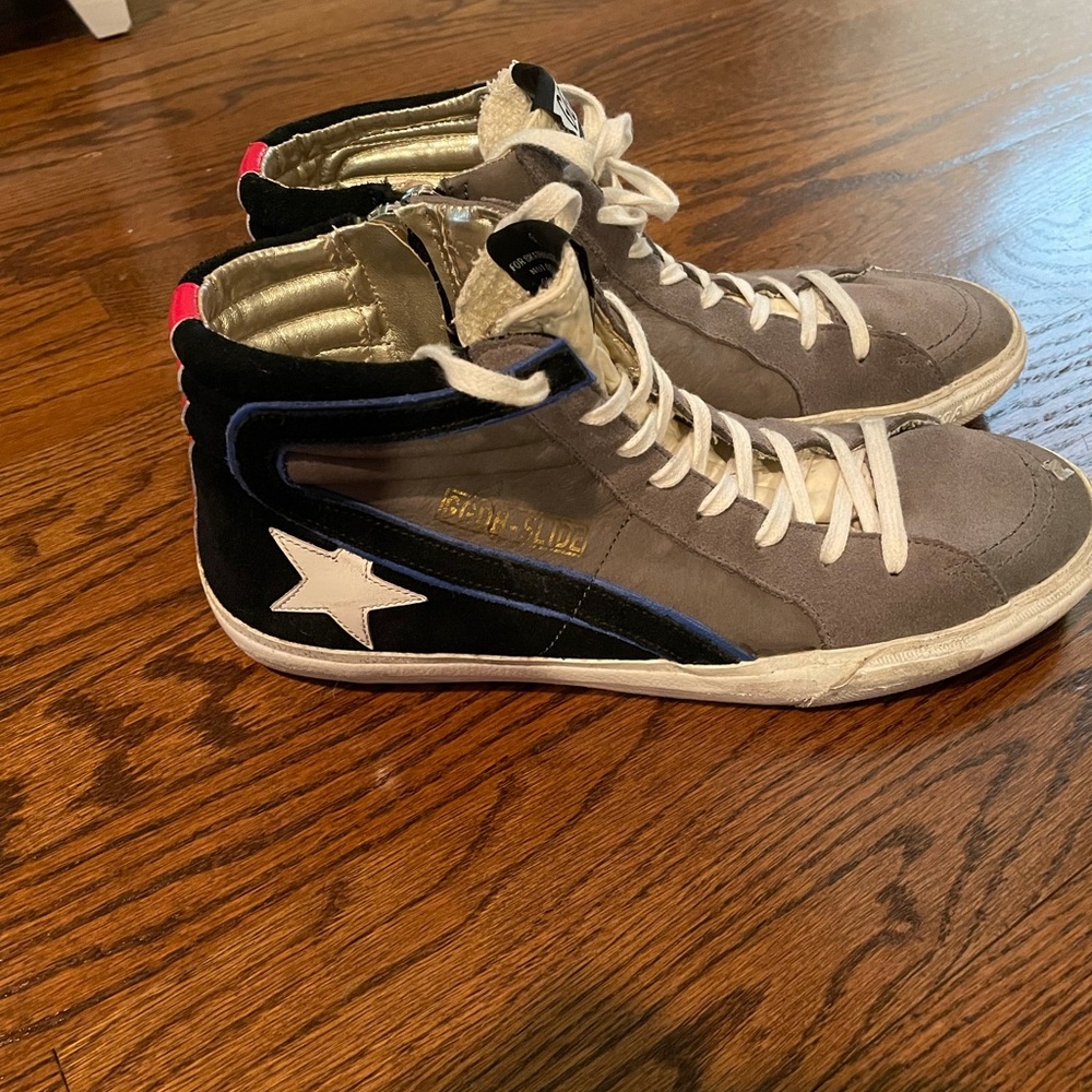 Golden Goose Gray and Black Sneakers